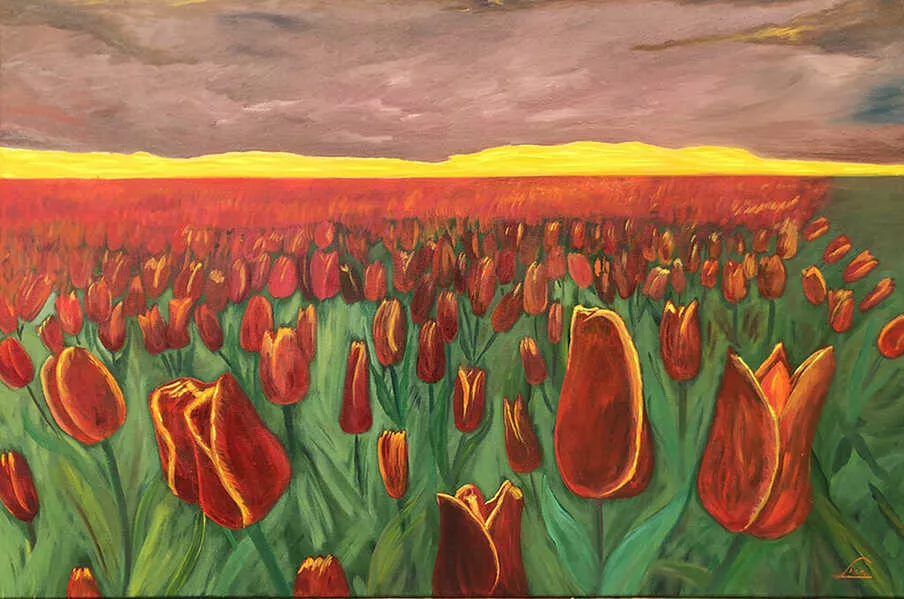 Festmény Lisa Elinor - Csodálatos tulipánok alkonyatkor  8089